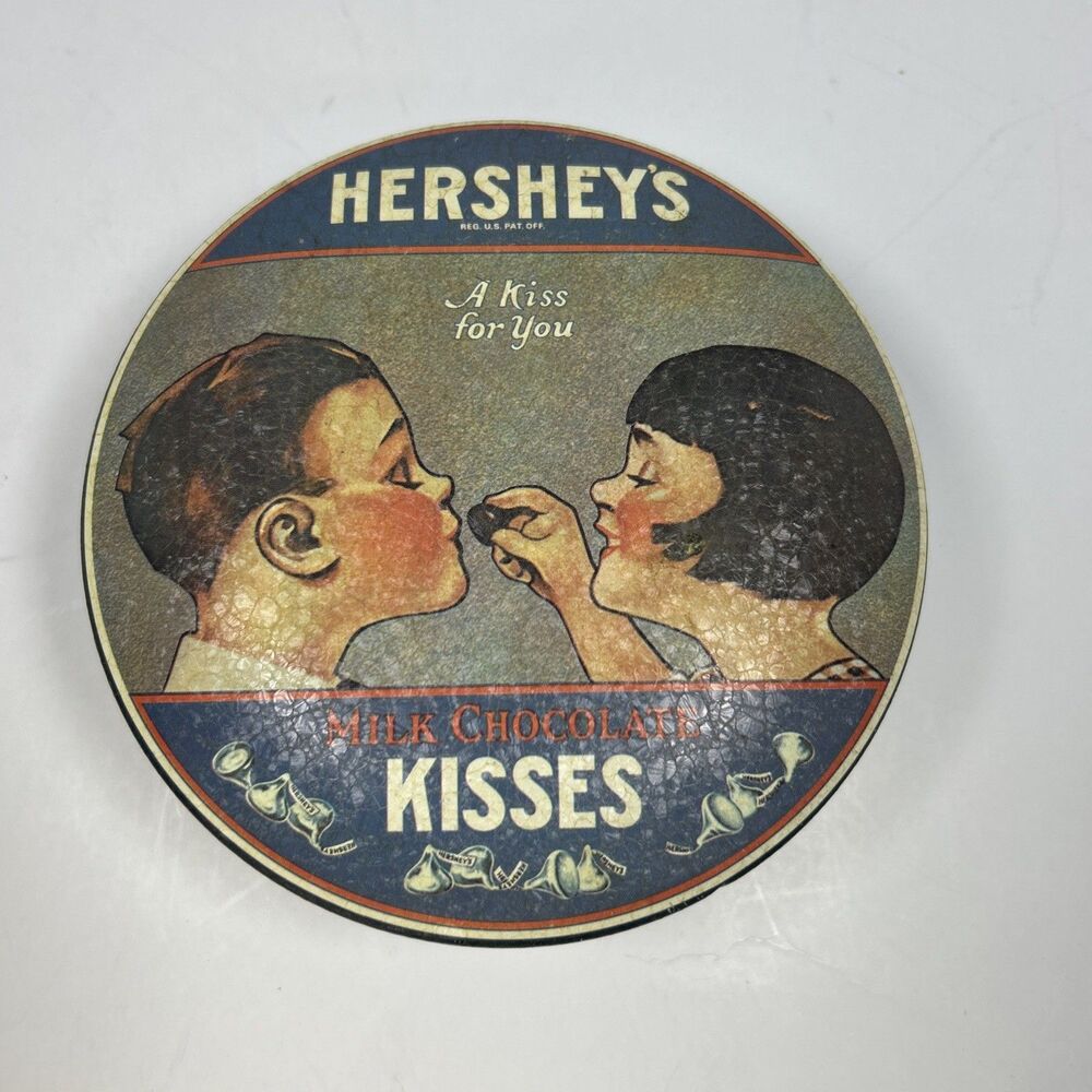 Vintage 1982 HERSHEY'S Milk Chocolate Kisses, Collectible Tin. Made In England